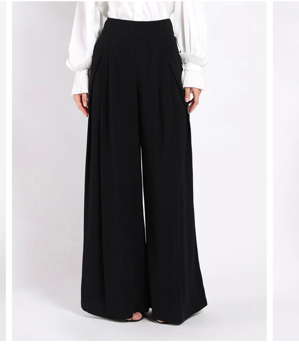 Gracia Palazzo Pants Black Wide Leg Flowy High Rise Pants Women’s Size M (30x30)